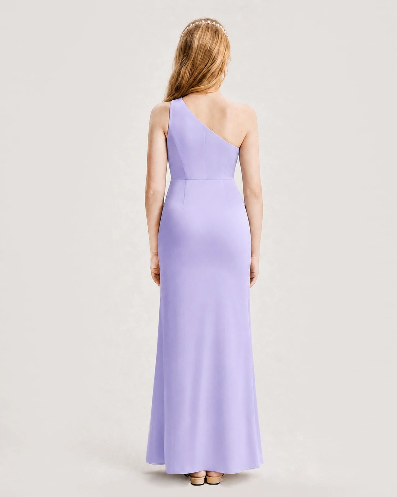 Dideyttawl Satin Junior Bridesmaid Dress with Ruched One-Shoulder