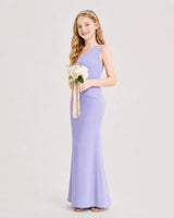 Lavender Satin Mermaid Junior Bridesmaid Dress Side View