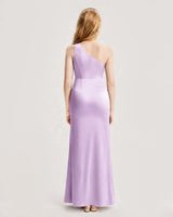 Lilac Satin Sheath Junior Bridesmaid Dress Back View