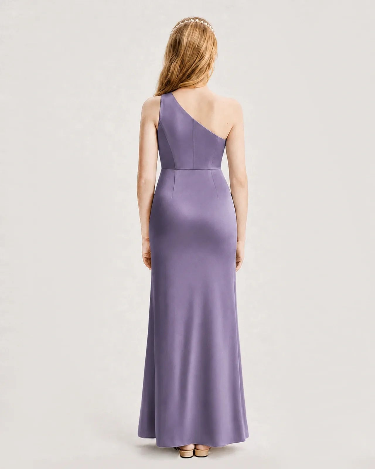 Wisteria Satin A-line Junior Bridesmaid Dress Back View