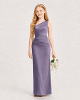 Wisteria Satin A-line Junior Bridesmaid Dress Front View