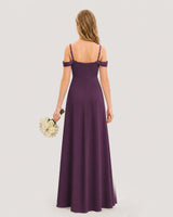 Grape Satin A-Line Junior Bridesmaid Dresses Back View