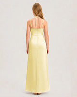Daffodil Satin Halter Junior Bridesmaid Dresses Back View