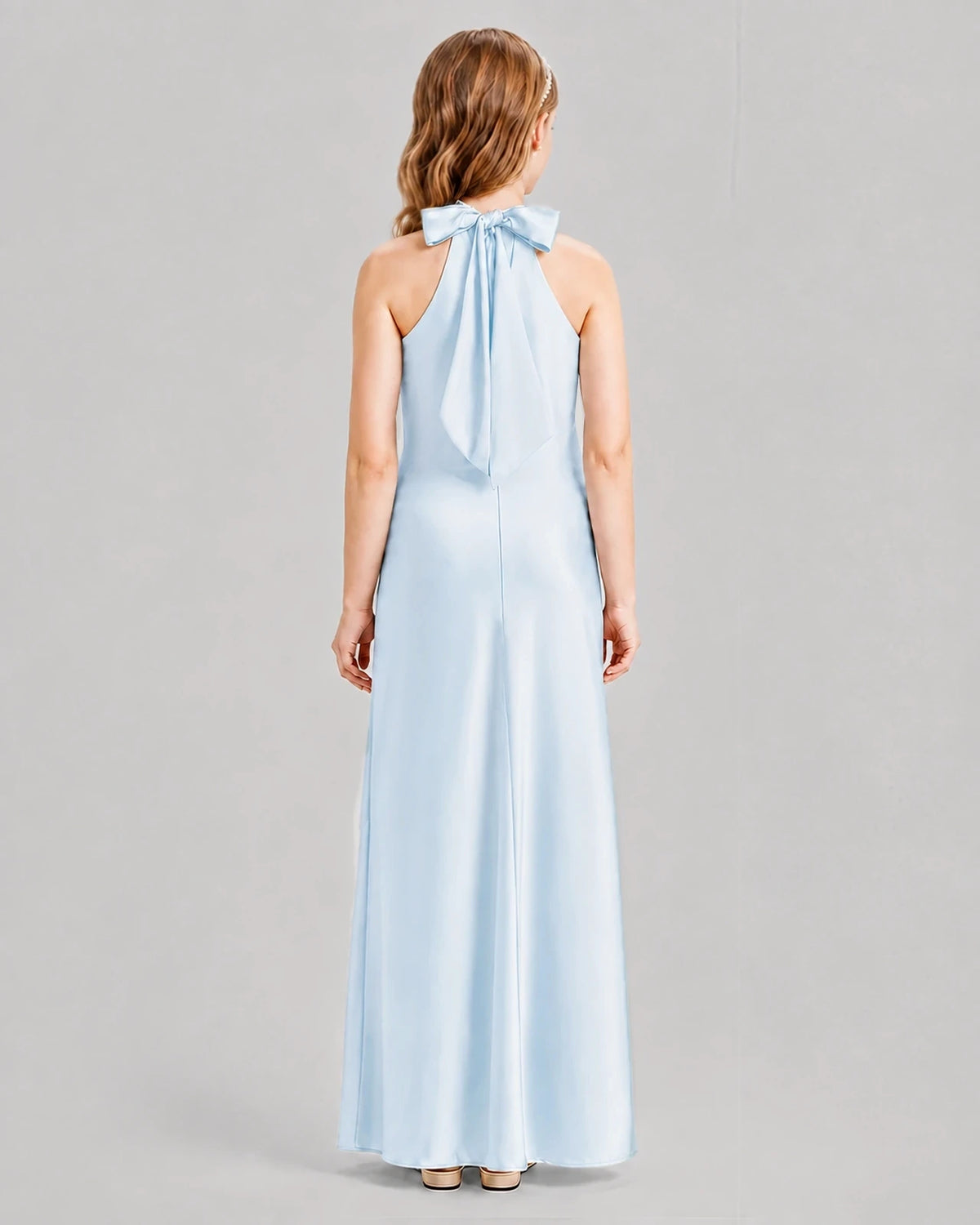 Baby Blue A-line Girls Formal Dresses Back