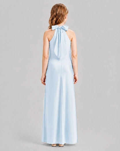 Baby Blue A-line Girls Formal Dresses Back
