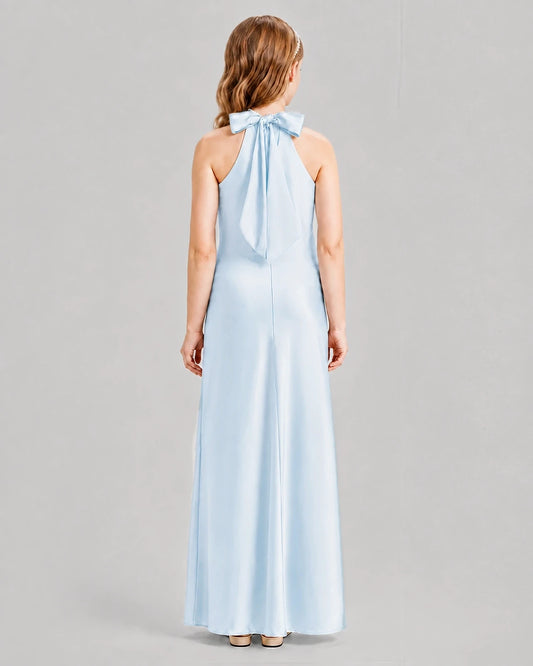 Baby Blue A-line Girls Formal Dresses Back