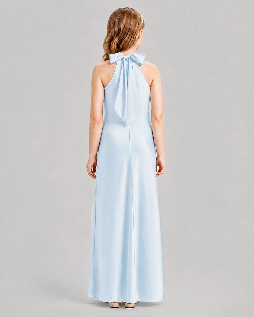 Baby Blue A-line Girls Formal Dresses Back