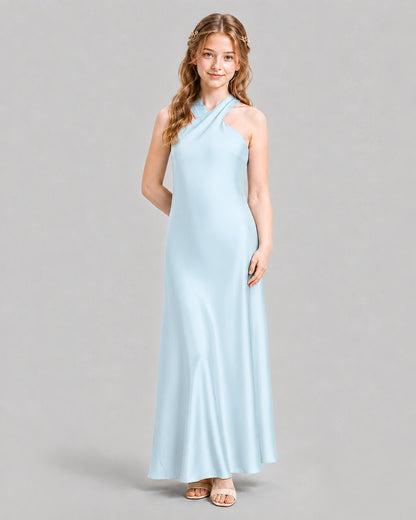 Baby Blue A-line Girls Formal Dresses Pose