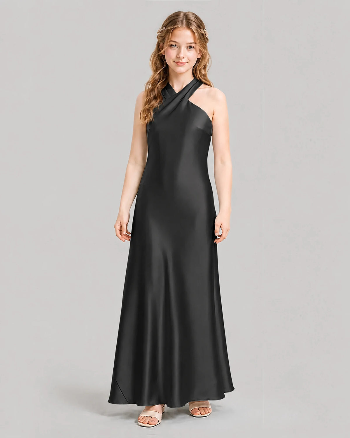 Black A-line Girls Formal Dresses Front