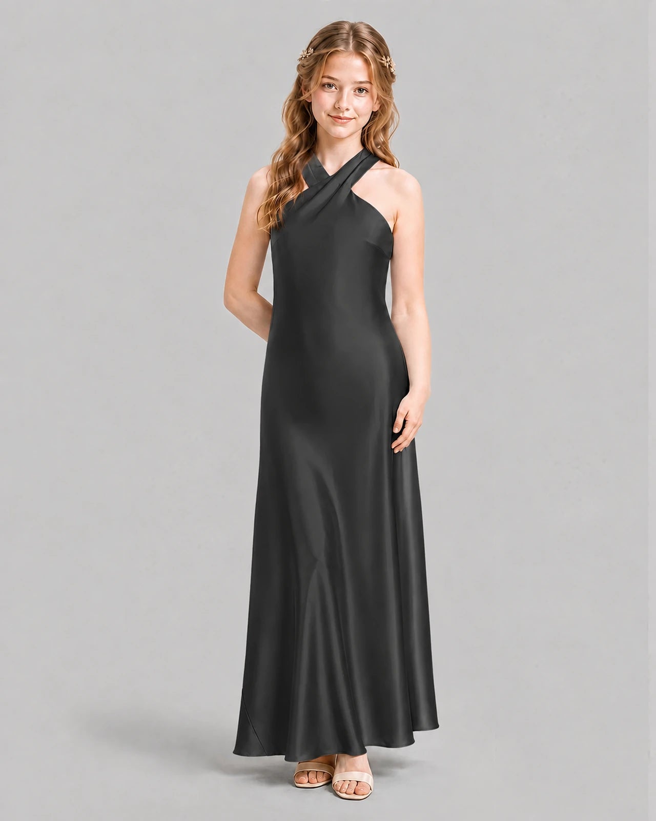Black A-line Girls Formal Dresses Pose