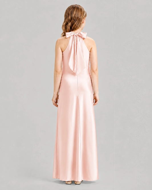 Blush Pink A-line Girls Formal Dresses Back