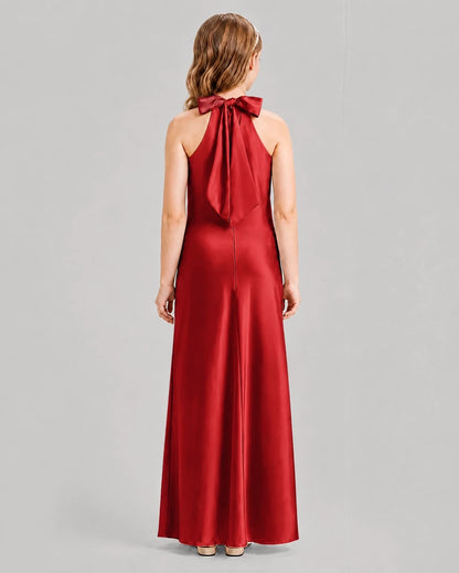 Burgundy A-line Girls Formal Dresses Back