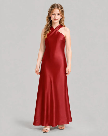 Burgundy A-line Girls Formal Dresses Front