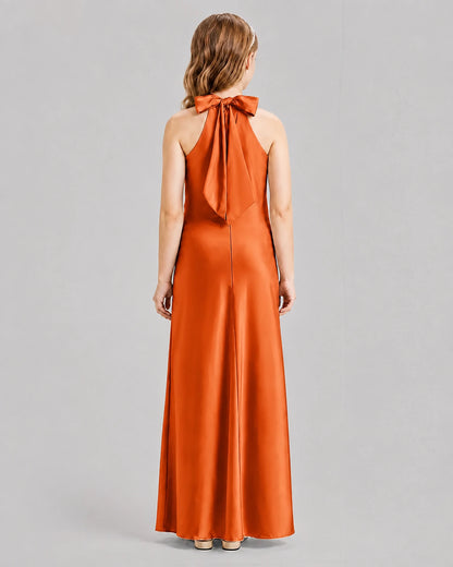 Burnt Orange A-line Girls Formal Dresses Back