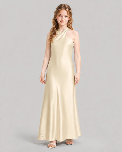Champagne A-line Girls Formal Dresses Front