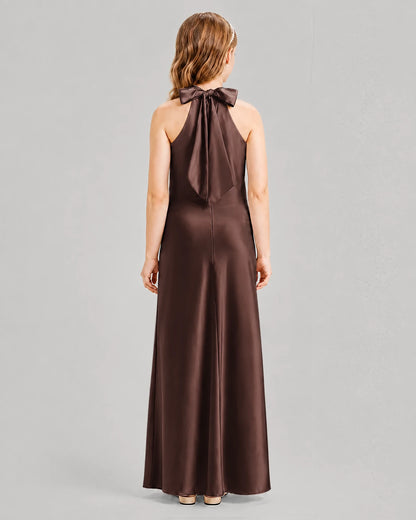 Chocolate A-line Girls Formal Dresses Back