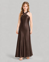 Chocolate A-line Girls Formal Dresses Front