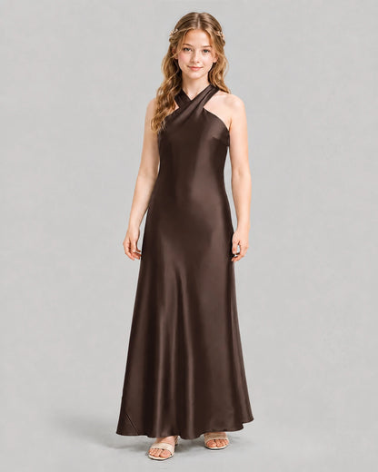 Chocolate A-line Girls Formal Dresses Front