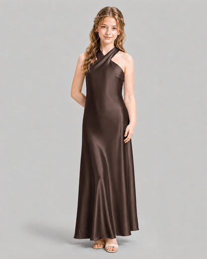Chocolate A-line Girls Formal Dresses Pose