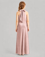 Dusty Rose A-line Girls Formal Dresses Back