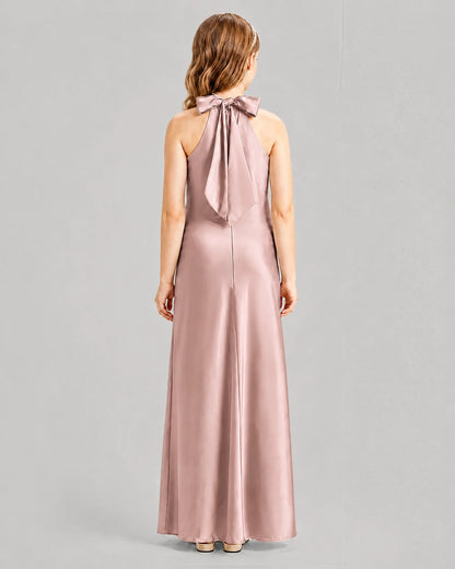 Dusty Rose A-line Girls Formal Dresses Back