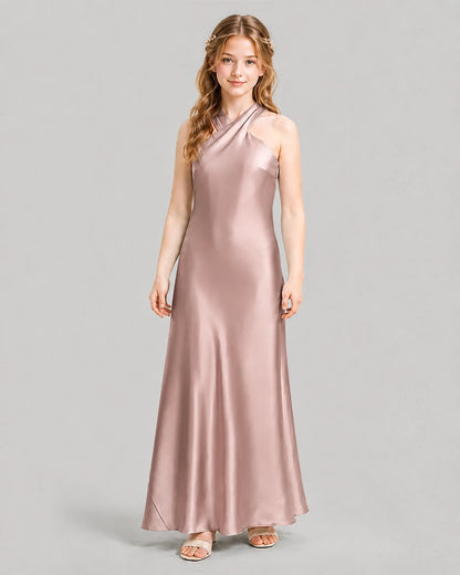 Dusty Rose A-line Girls Formal Dresses Front