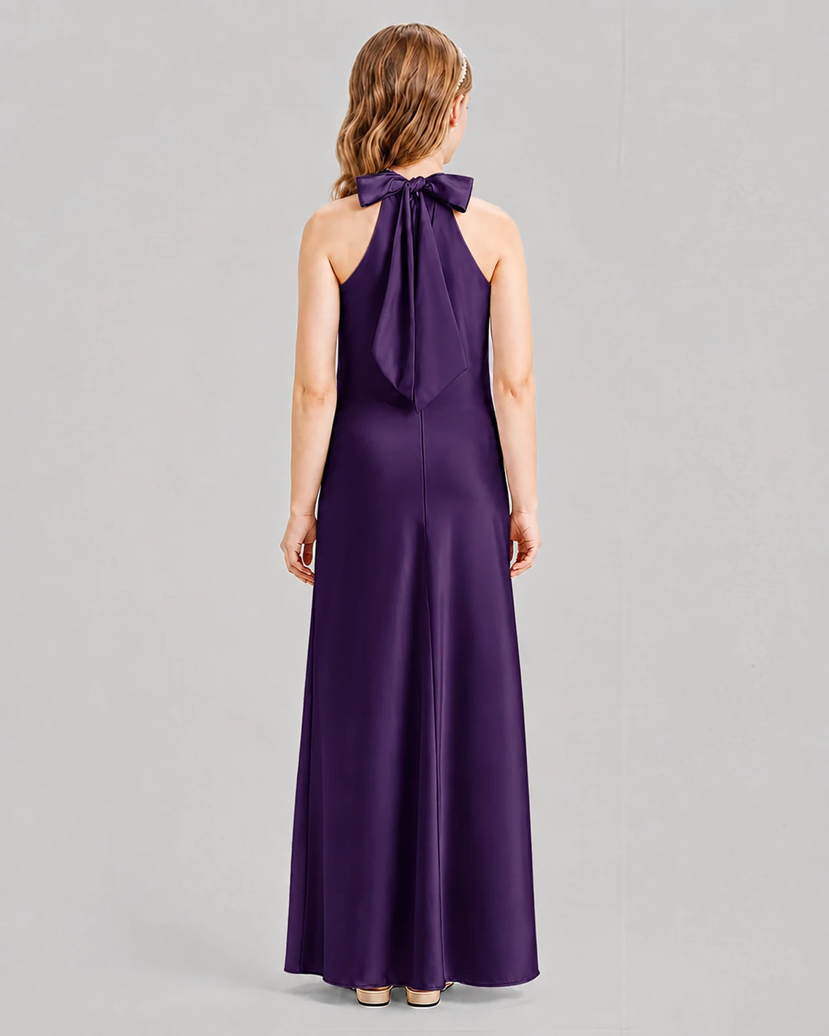 Grape A-line Girls Formal Dresses Back
