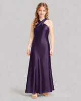 Grape A-line Girls Formal Dresses Front