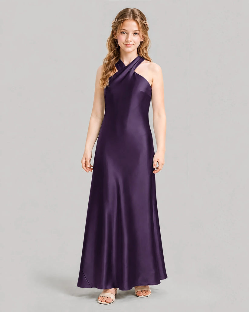 Grape A-line Girls Formal Dresses Front