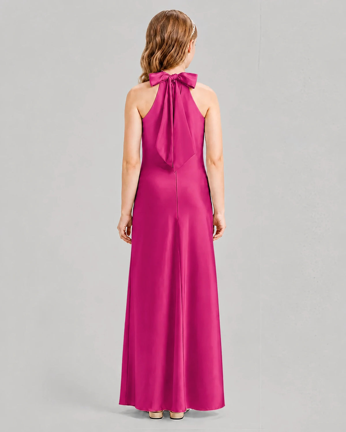 Hot Pink A-line Girls Formal Dresses Back