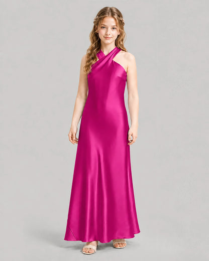 Hot Pink A-line Girls Formal Dresses Front