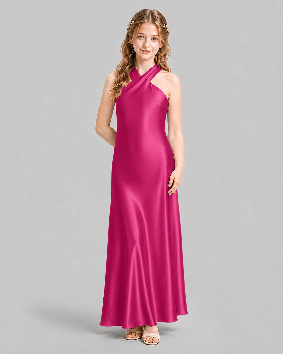 Hot Pink A-line Girls Formal Dresses Pose