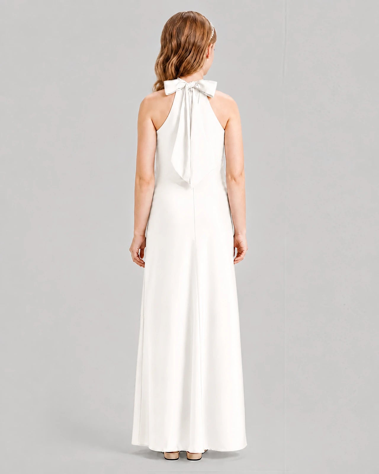 Ivory A-line Girls Formal Dresses Back