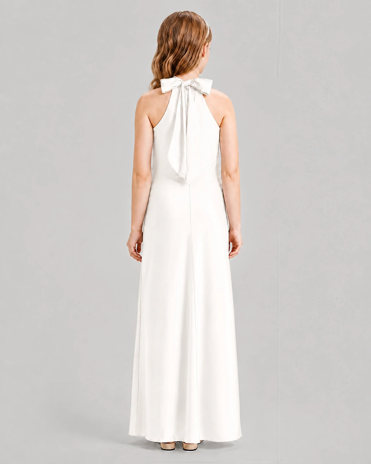 Ivory A-line Girls Formal Dresses Back