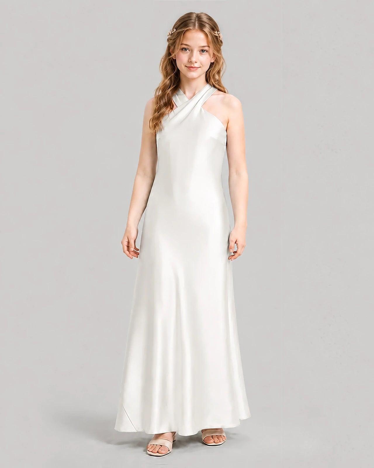 Ivory A-line Girls Formal Dresses Front