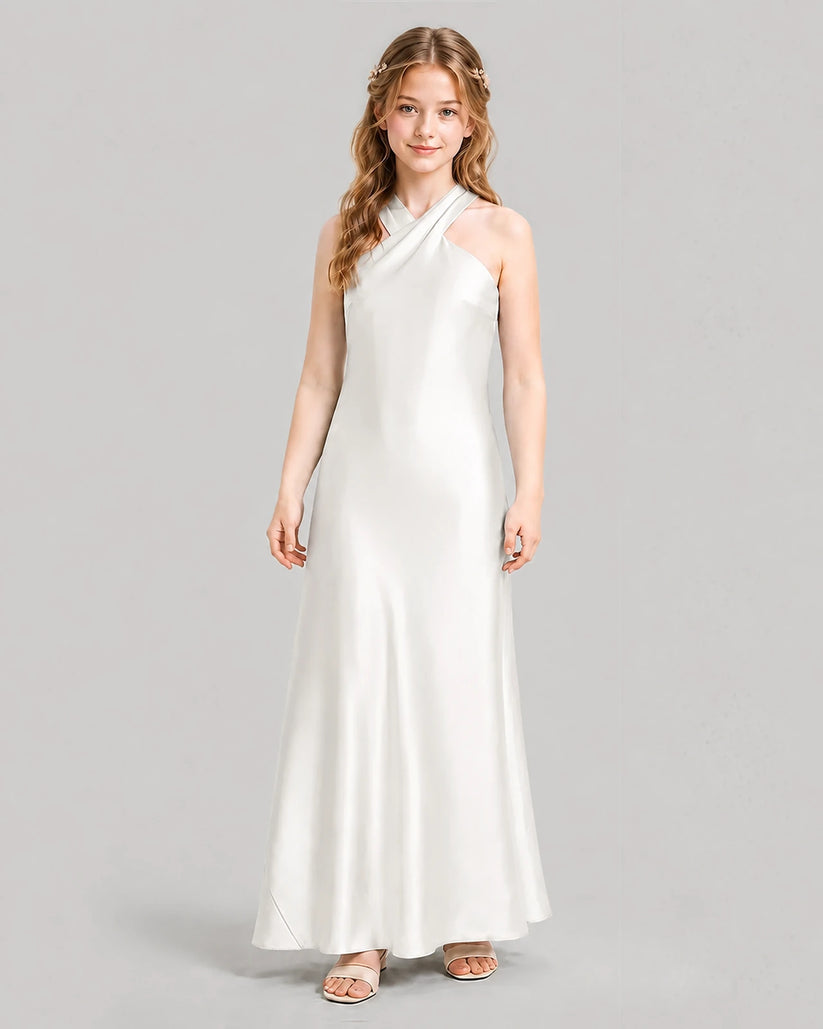 Ivory A-line Girls Formal Dresses Front