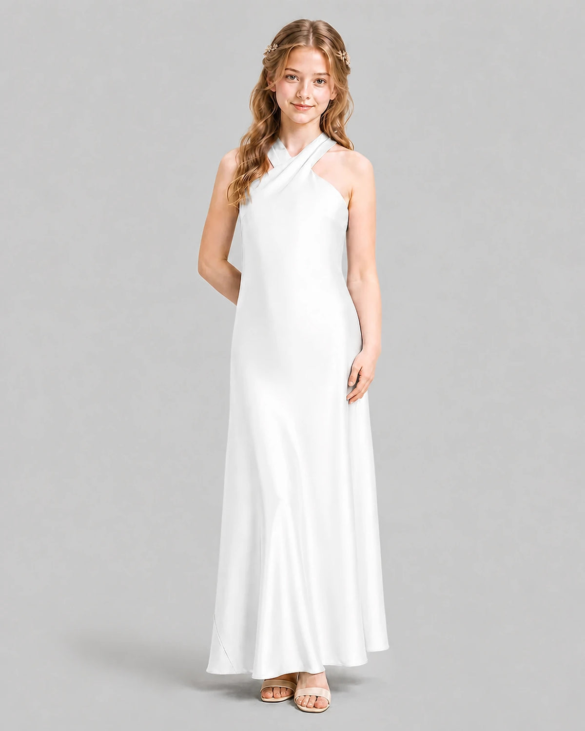Ivory A-line Girls Formal Dresses Pose