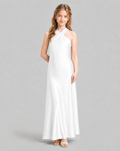 Ivory A-line Girls Formal Dresses Pose