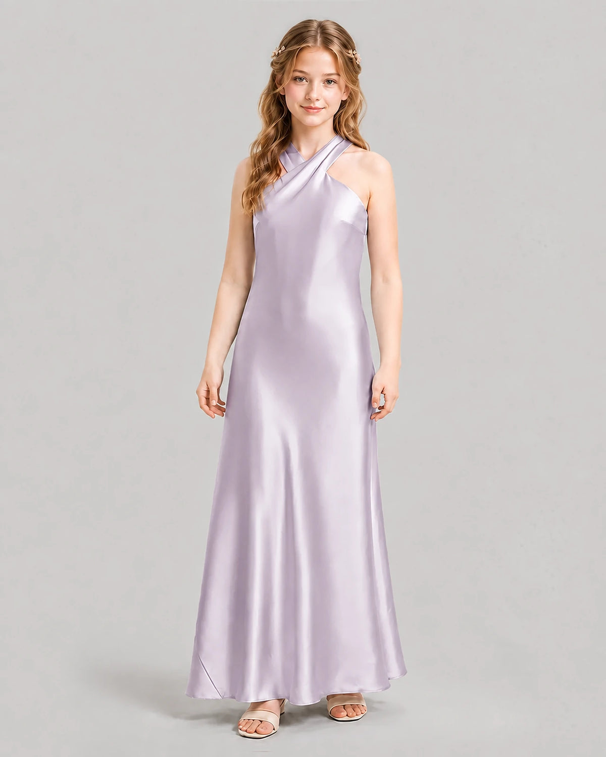 Lavender A-line Girls Formal Dresses Front