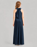 Navy Blue A-line Girls Formal Dresses Back