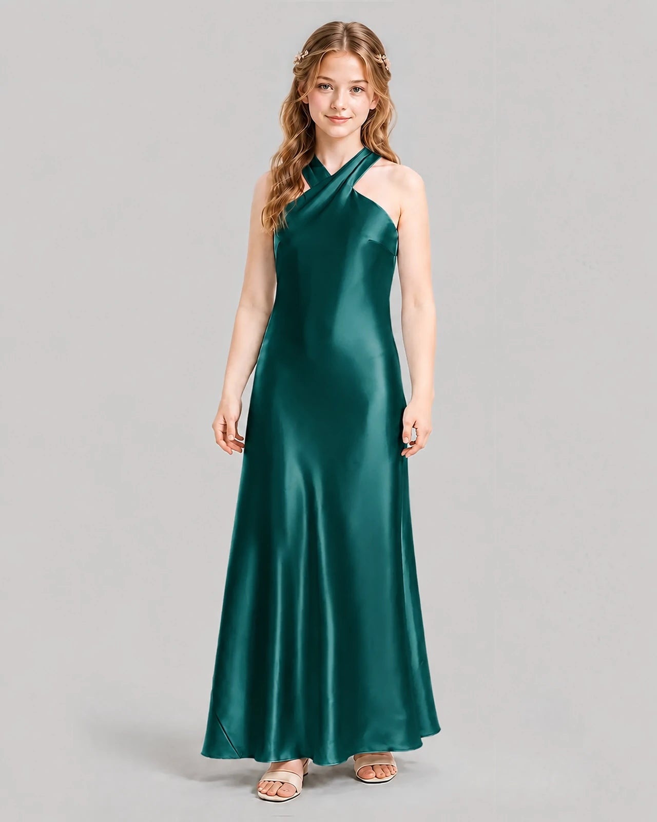 Peacock A-line Girls Formal Dresses Front