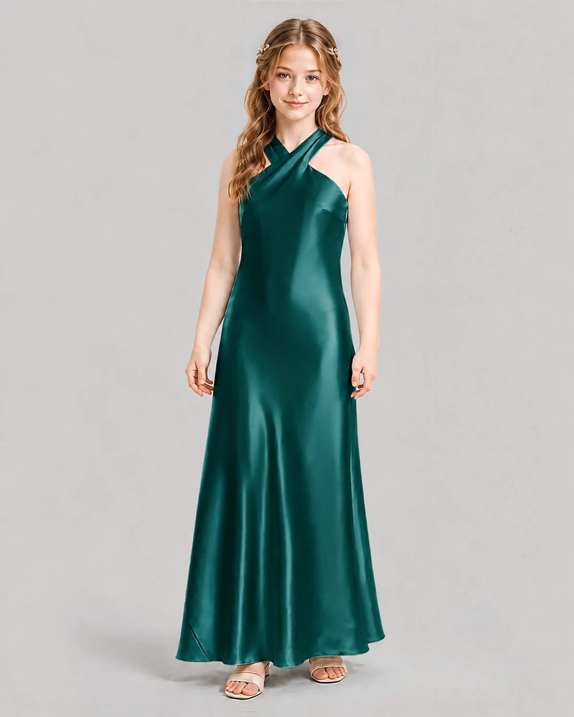 Peacock A-line Girls Formal Dresses Front