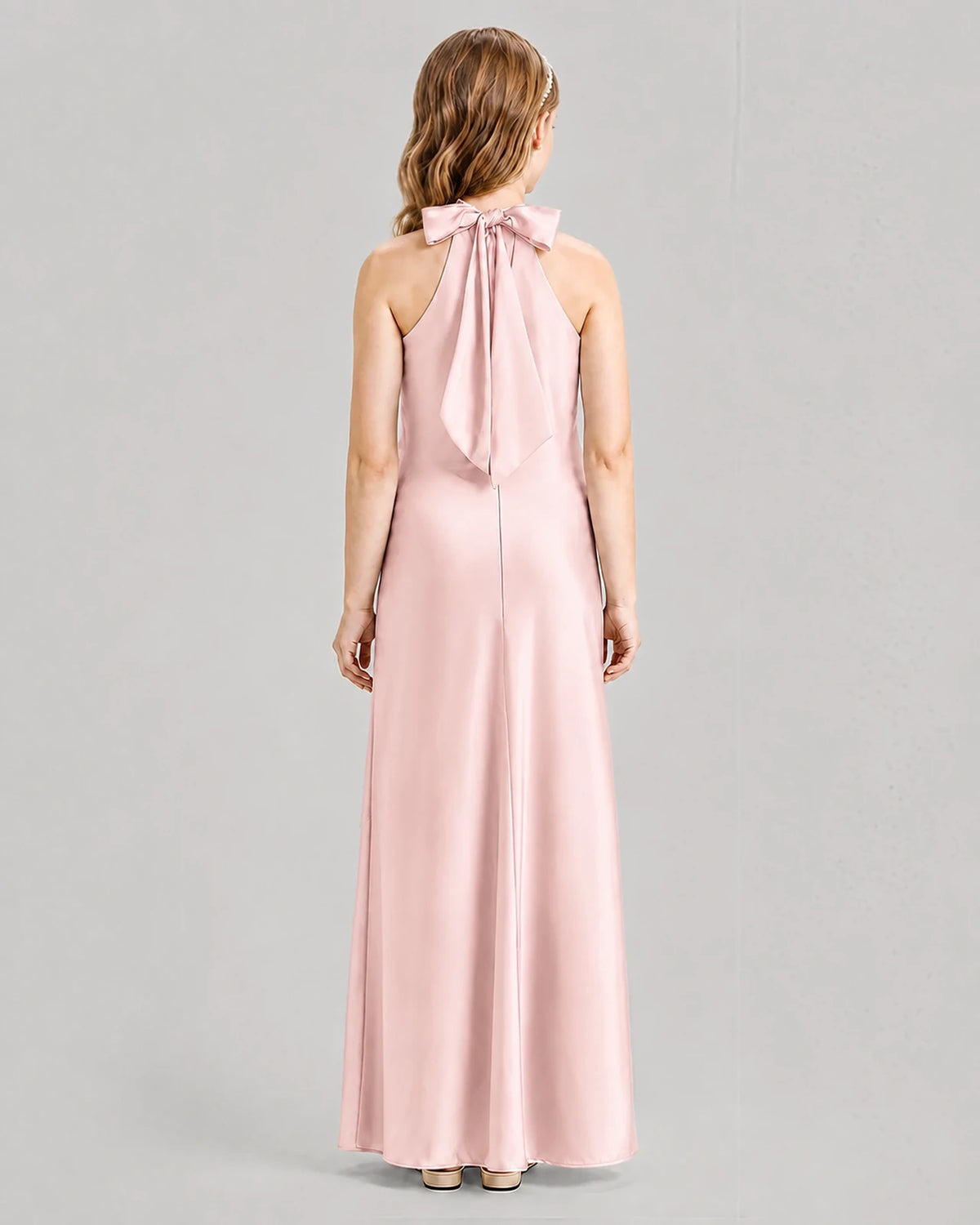 Pink A-line Girls Formal Dresses Back