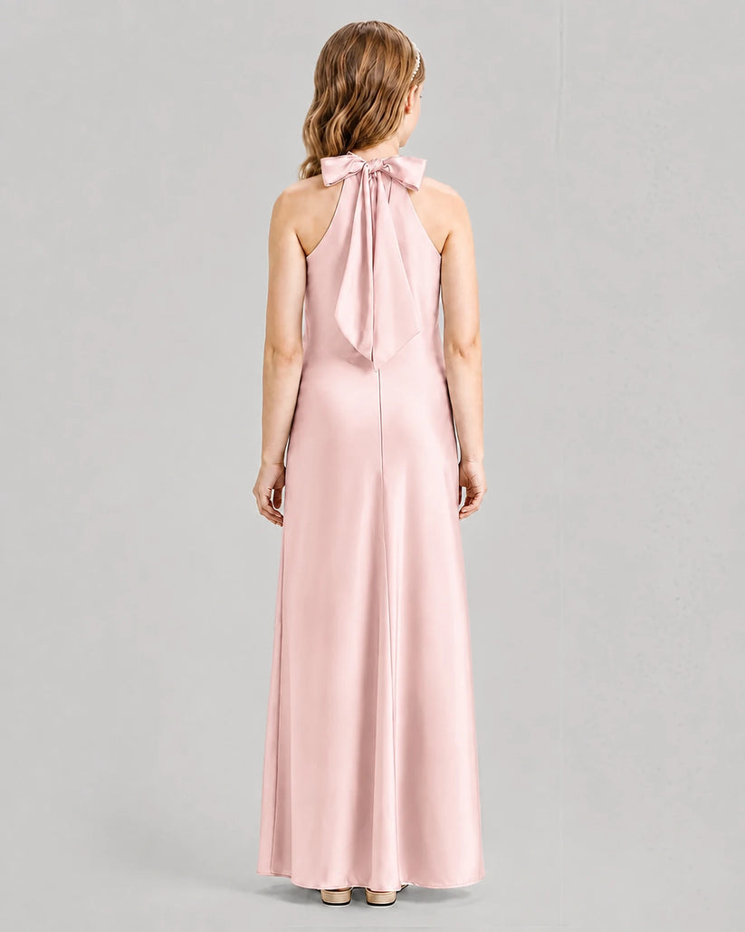 Pink A-line Girls Formal Dresses Back