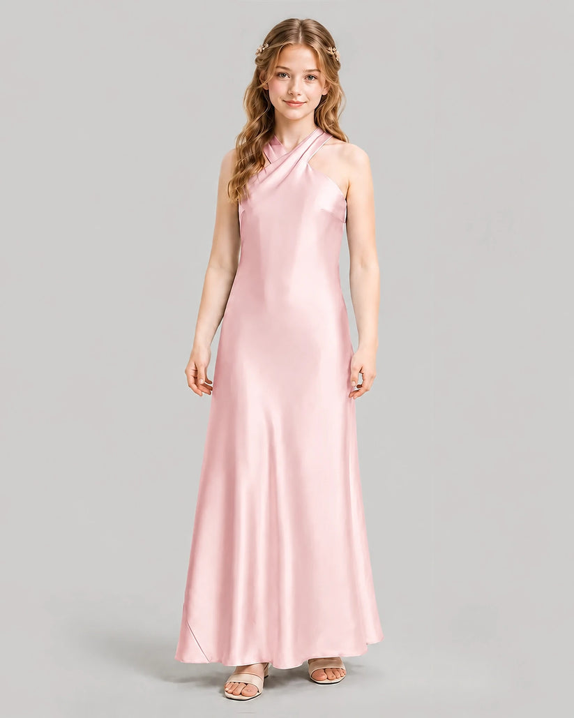 Pink A-line Girls Formal Dresses Front