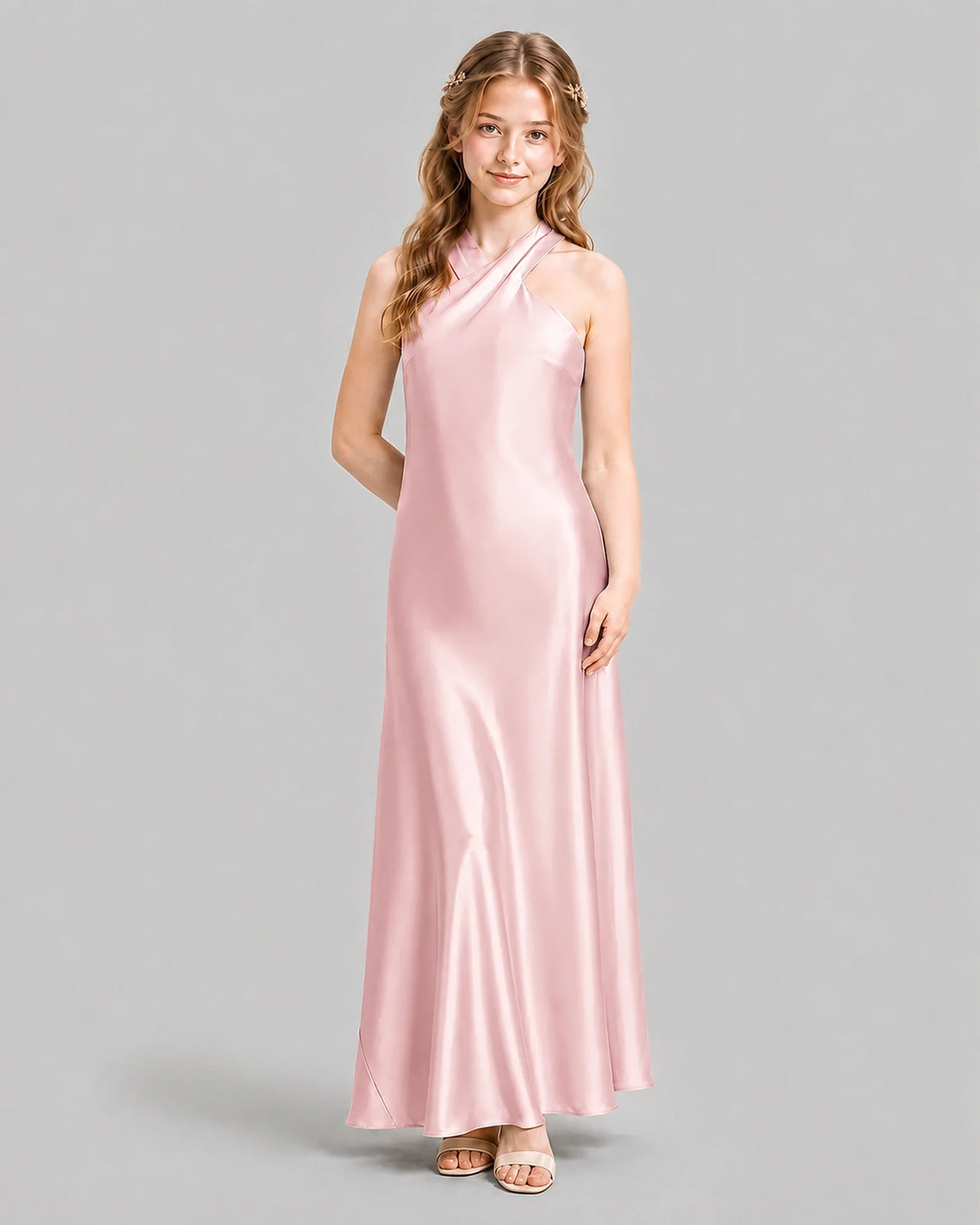 Pink A-line Girls Formal Dresses Pose