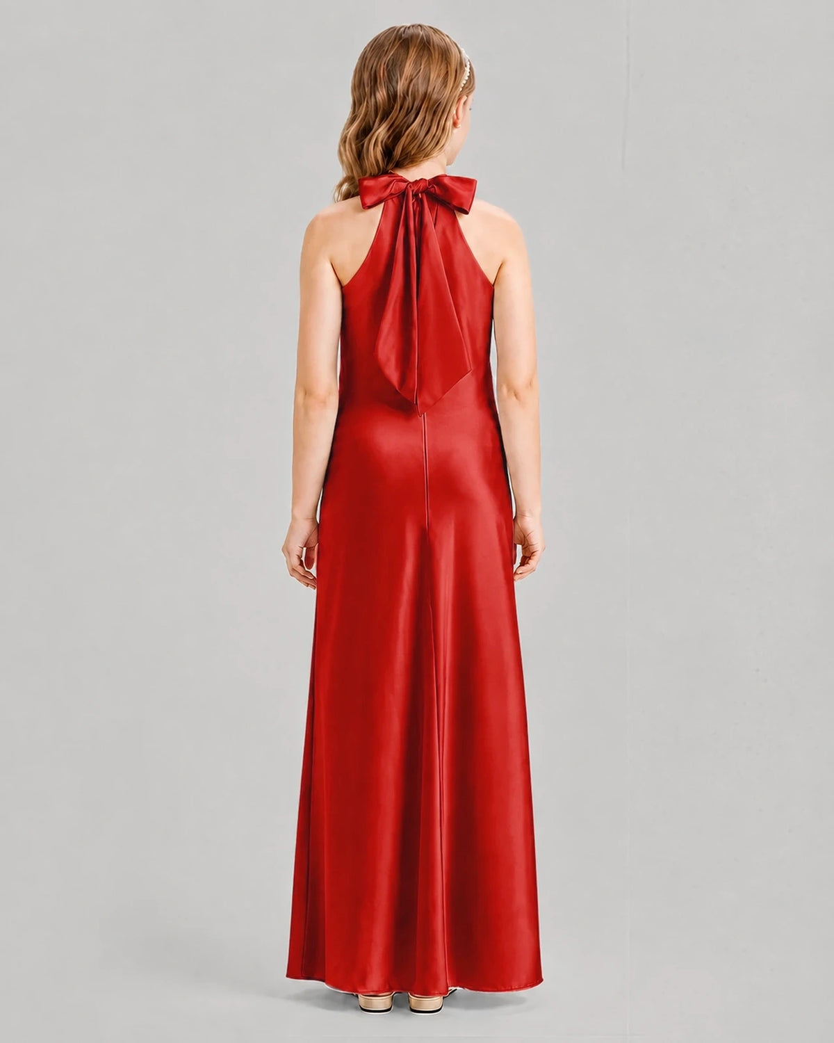 Red A-line Girls Formal Dresses Back