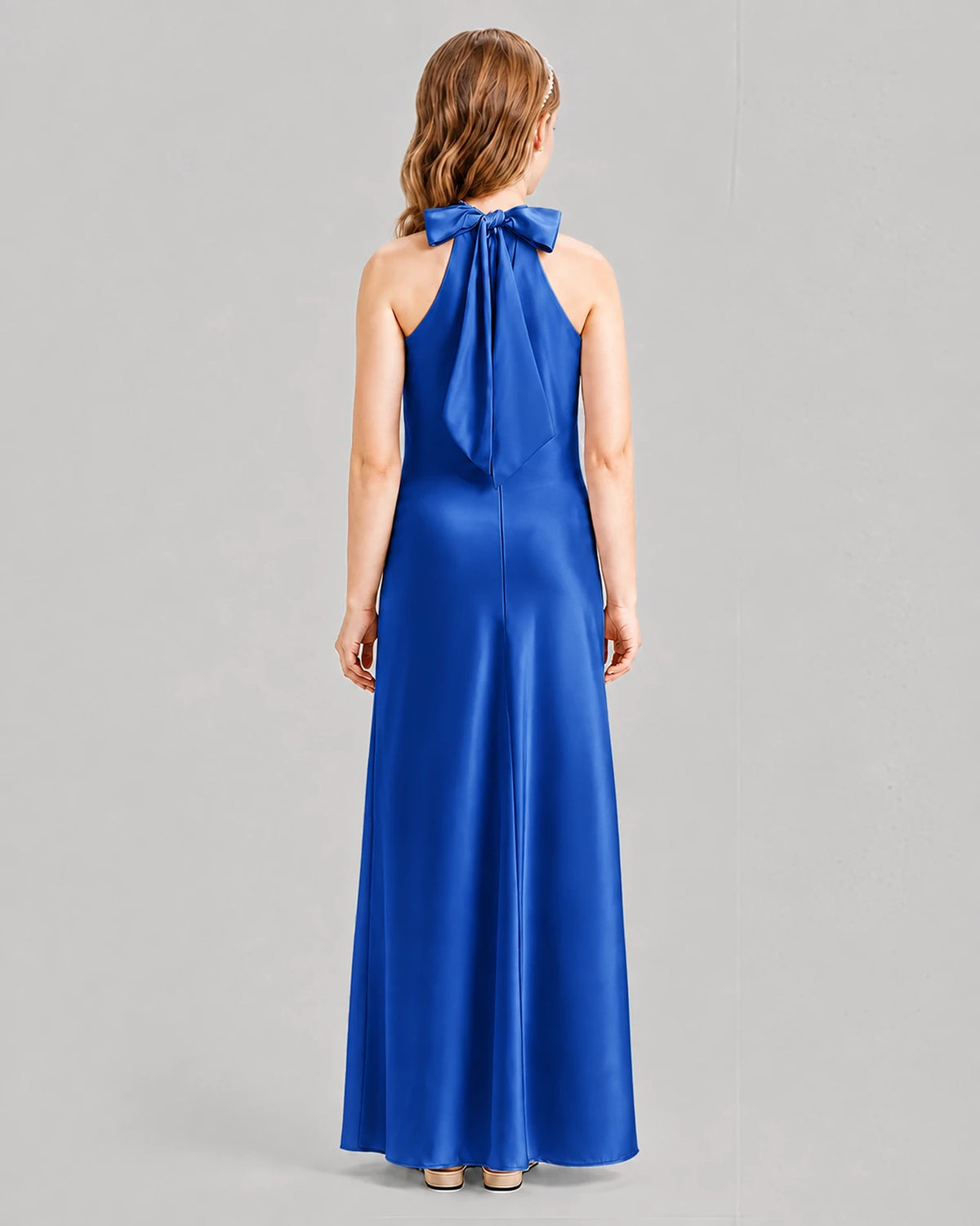 Royal Blue A-line Girls Formal Dresses Back