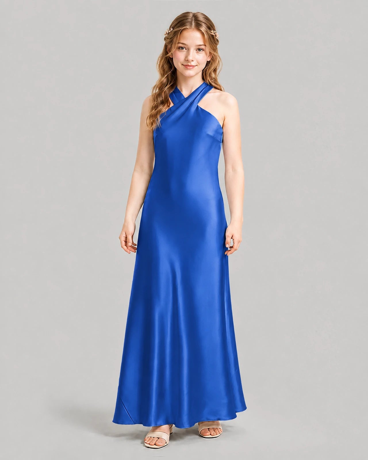 Royal Blue A-line Girls Formal Dresses Front