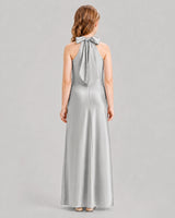Silver A-line Girls Formal Dresses Back